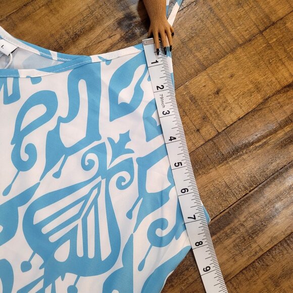 Made with Love NWT V-Neck Maxi Dress Cool Blue and White Design Cover Up… - Picture 7 of 12